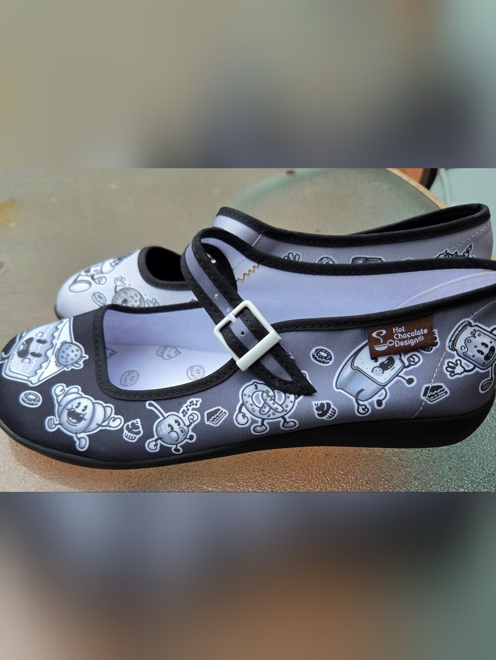 Hot Chocolate Design Chocolaticas Cartoon Mary Jane Flats Size 38 / 7.5 New - Picture 2 of 9